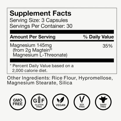 Momentous Magtein Magnesium L-Threonate - Brain & Rest Support Supplement - Boosts Cognitive Function & Sleep Quality - NSF Certified for Sport